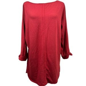 Max Studio Womens Sweater Tunic Red Pullover Knit Large